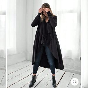 Raven waterfall cardigan. Duster length.